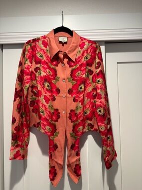 Tuckernuck Coral Poppy Rebecca Blouse